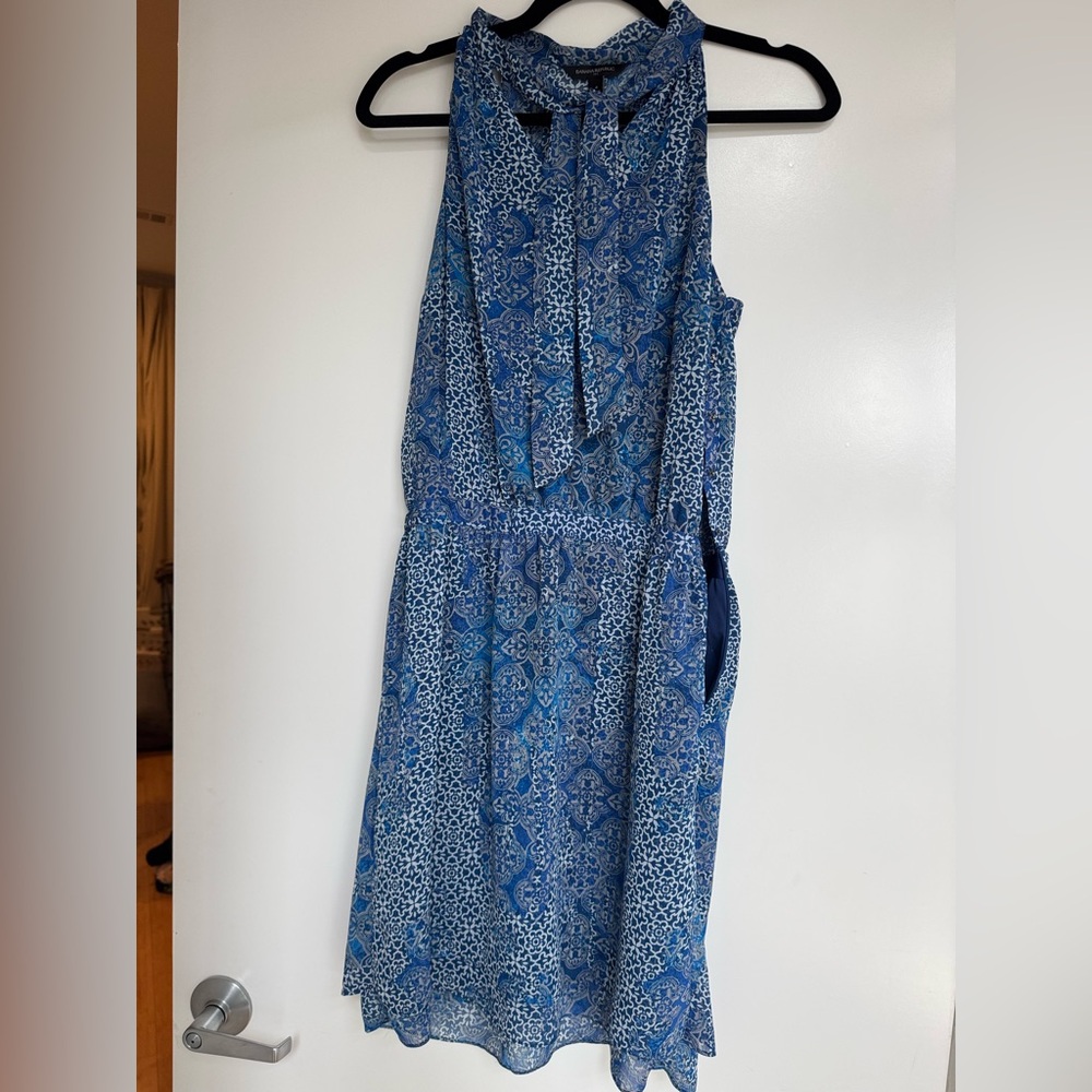 Banana Republic Blue Patterned Sleeveless Dress